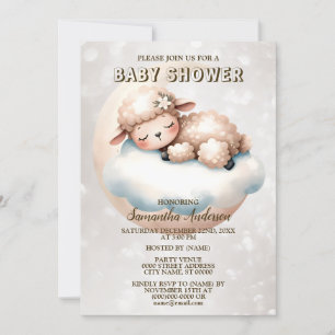 Baby shower Schattige Slapen Baby Lamsdier Kaart