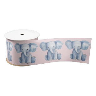Baby shower schattige waterverf blauwe olifant lint