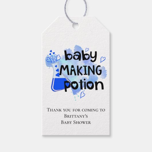 Baby shower Schattigee Baby Making Potion Blauw Da Cadeaulabel (Voorkant)