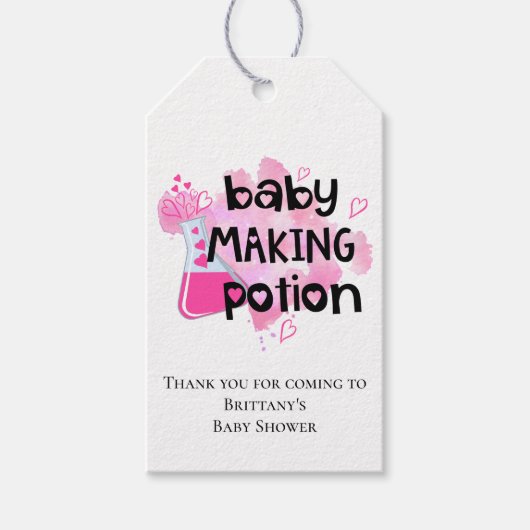 Baby shower Schattigee Baby Making Potion Roze Dan Cadeaulabel (Voorkant)