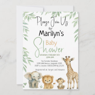 Baby shower Schattigee Baby wilde dieren Kaart