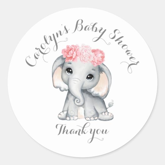 Baby shower Schattigee olifant dank u Sticker (Voorkant)