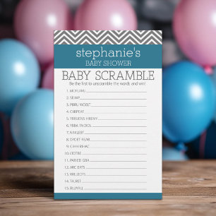 Baby shower Scramble Game - Blauwgroen en grijze C