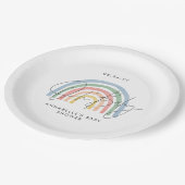 Baby shower script kleurrijke waterverf regenboog papieren bordje (Gekanteld)