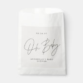 Baby shower Script Modern Bold Cream Black Guest Bedankzakje (Voorkant)