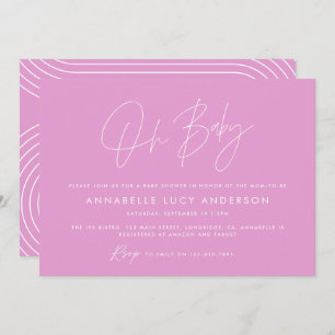 Baby shower Script Modern Bright Cerise Roze Girly Kaart