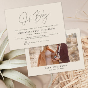 Baby shower script modern crème Natural boho foto Kaart