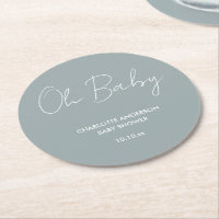 Baby shower script modern dusty blue elegant