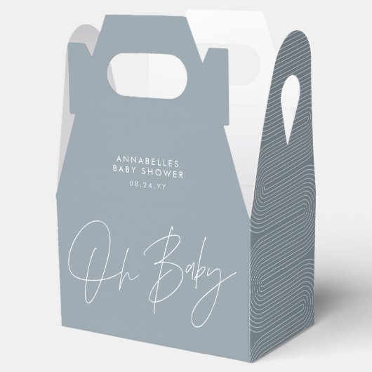 Baby shower script modern dusty blue geometrisch bedankdoosjes (Geopend)