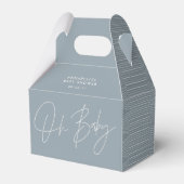 Baby shower script modern dusty blue geometrisch bedankdoosjes (Voorkant Zijde)