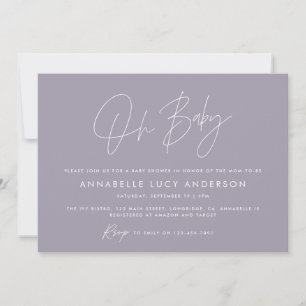 Baby shower script modern lila paars boho kaart