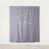 Baby shower script modern lila paars elegant wandkleed (Voorkant)