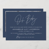 Baby shower script modern marineblauw boho foto kaart (Voorkant / Achterkant)