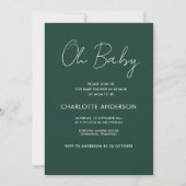 Baby shower script modern smaragdgroen elegant kaart (Voorkant)