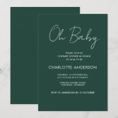 Baby shower script modern smaragdgroen elegant kaart (Voorkant / Achterkant)