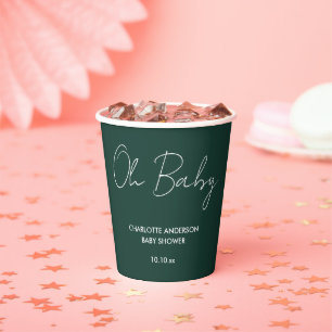 Baby shower script modern smaragdgroen elegant papieren bekers