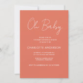 Baby shower script modern terracotta elegant kaart (Voorkant)