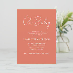 Baby shower script modern terracotta elegant kaart