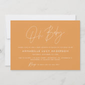 Baby shower script modern vibrant oranje boho kaart (Voorkant)