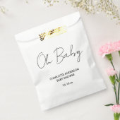 Baby shower script modern wit en zwart elegant bedankzakje (Gezegeld)
