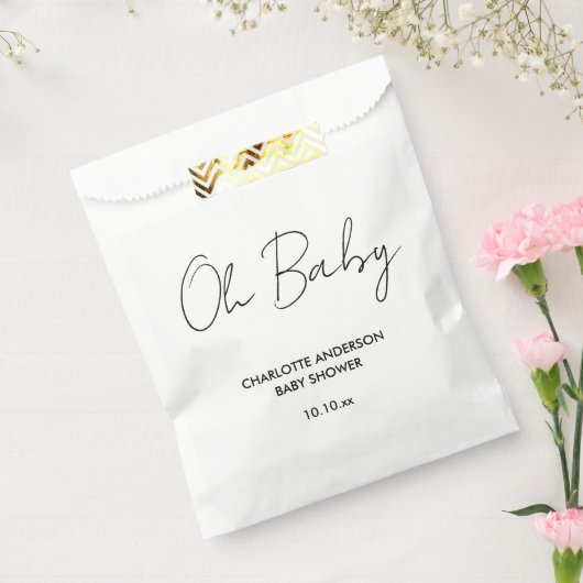 Baby shower script modern wit en zwart elegant bedankzakje (Gezegeld)