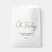 Baby shower script modern wit en zwart elegant bedankzakje (Voorkant)