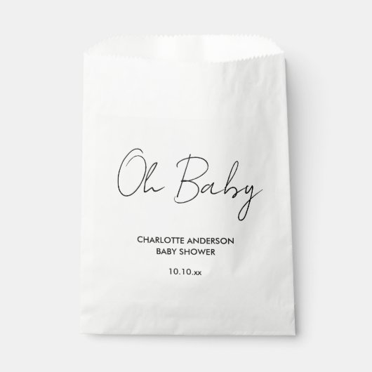 Baby shower script modern wit en zwart elegant bedankzakje (Voorkant)