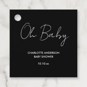 Baby shower script modern zwart-wit elegant bedankjes labels