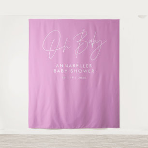 Baby shower script moderne cerise roze elegant wandkleed