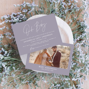 Baby shower script moderne lila paarse boho foto kaart