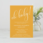 Baby shower Script moderne Marigold Invitation (Debout devant)