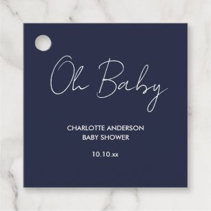 Baby shower script moderne marineblauw elegant bedankjes labels