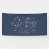 Baby shower script moderne marineblauw elegant spandoek (Horizontaal)