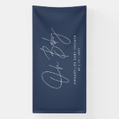 Baby shower script moderne marineblauw elegant spandoek (Verticaal)