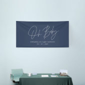 Baby shower script moderne marineblauw elegant spandoek (Beurs)