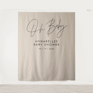 Baby shower script moderne natuurlijke beige elega wandkleed