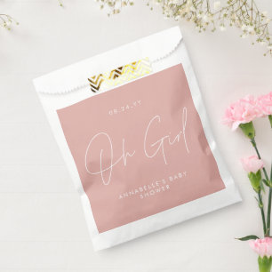 Baby shower script moderne roos roze gast bedankzakje