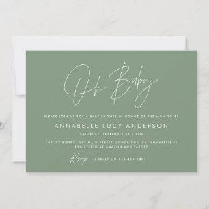 Baby shower script moderne sage green boho foto kaart