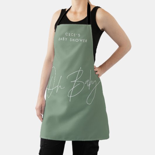 Baby shower script moderne sage green elegant schort (Insitu)
