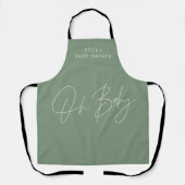 Baby shower script moderne sage green elegant schort (Voorkant)