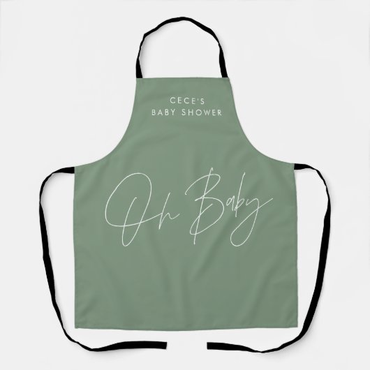 Baby shower script moderne sage green elegant schort (Voorkant)