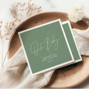Baby shower script moderne sage green elegant servet