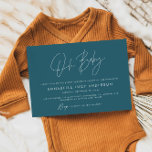 Baby shower script moderne turquoise bleu boho<br><div class="desc">Baby shower script moderne turquoise bleu moutarde boho élégant design d'invitation de fête. Conception idéale sans distinction de genre. Parfait coordination printemps,  été automne,  automne d'automne conception baby shower d'hiver automne.</div>