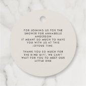 Baby shower script moderne zwarte witte elegant bedankjes labels (Achterkant)