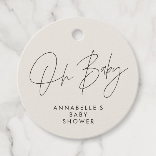 Baby shower script moderne zwarte witte elegant bedankjes labels (Voorkant)