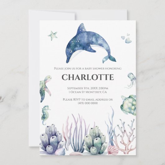Baby shower Sea Life Invitation (Devant)