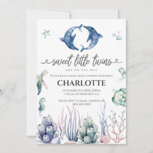 Baby shower Sea Life Twins Invitation