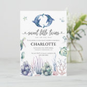 Baby shower Sea Life Twins Invitation (Debout devant)