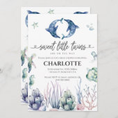 Baby shower Sea Life Twins Invitation (Devant / Derrière)