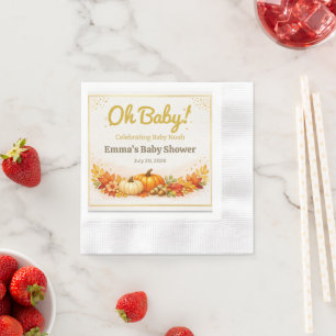 Baby Shower Servet   Herfst Pompoen Boslandschap